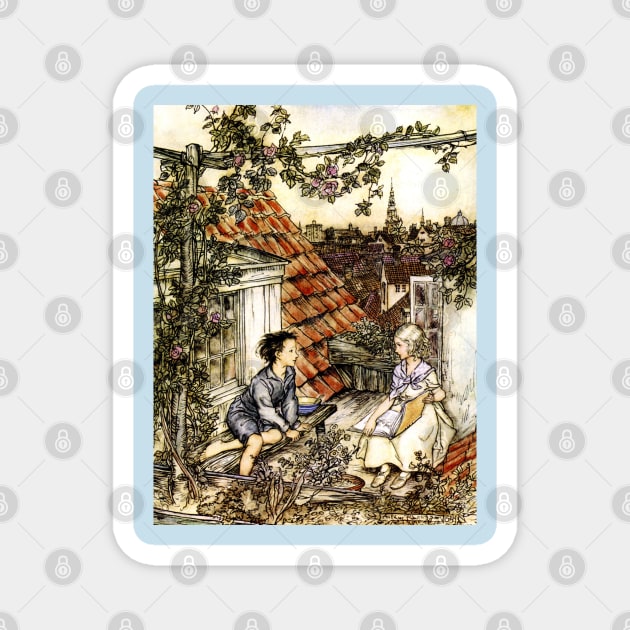 Kay and Gerda - The Snow Queen - Arthur Rackham Magnet by forgottenbeauty