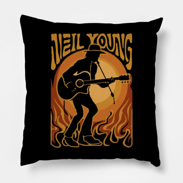 Neil Young - Retro Color Pillow by elegantelite