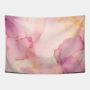 Pink Mauve and Gold Abstract Marble Tapestry