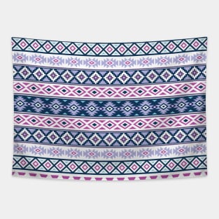 Aztec Stylized Pattern Pinks Purples Blues White Tapestry