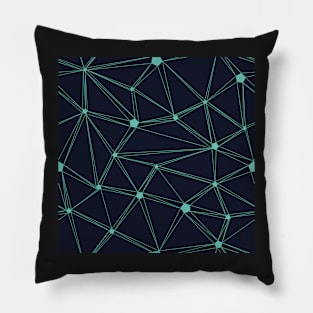 Pentagon grid navy and turquoise Pillow