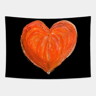 Orange Heart Drawn With Oil Pastels Tapestry