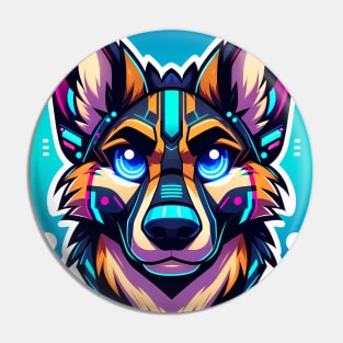 Cyberpunk Neon Furry Anthro German Shepherd Pin