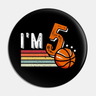 5th Birthday Basketball Pin