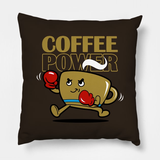 Coffee Power Cute Boxer Boxing Coffee Cup Pillow by BoggsNicolas