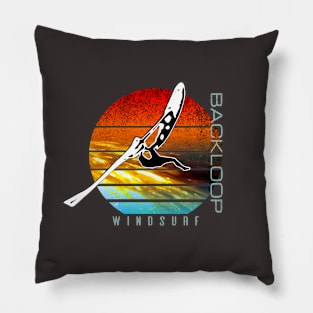 Windsurfing Jump at Sunset over Waves Pillow