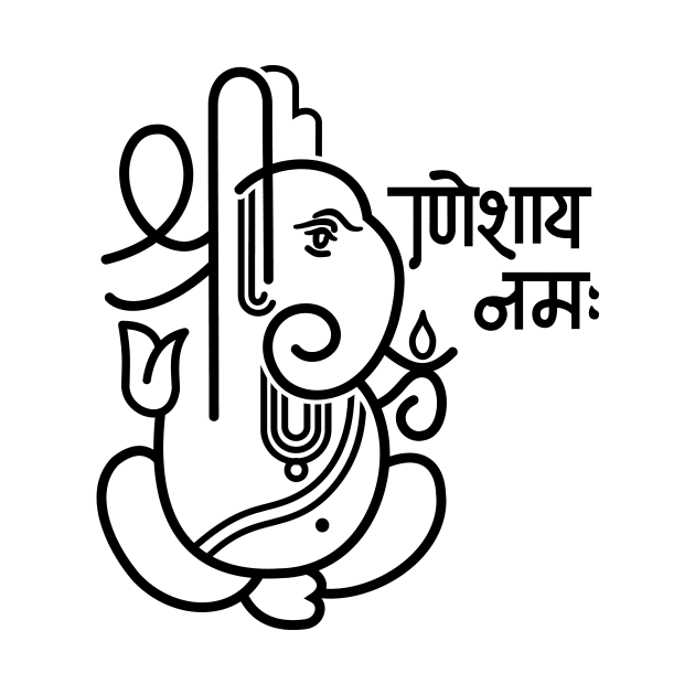 Ganesh Ganesa Ganapati Elephant 5 (black) by Mystic-Land