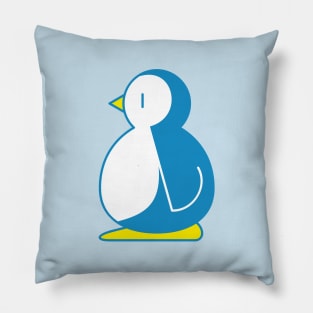 Cute Little Blue Penguin Standing Vector Illustration Pillow