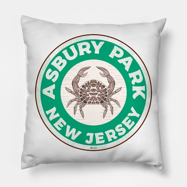 Asbury Park New Jersey Crab NJ Pillow by TravelTime