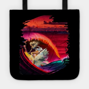 Surfing Riding Therapy, Hello Summer Vintage Funny Surfer Riding Surf Racing Surfing Lover Gifts Tote