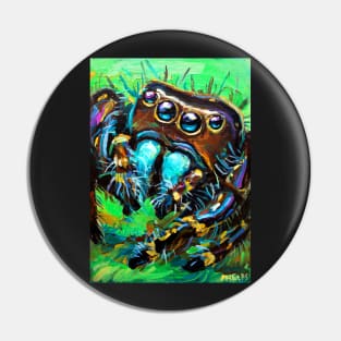 Psychedelic Jumping Spider by Robert Phelps Pin