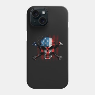 American USA Flag Skull & Bones Phone Case