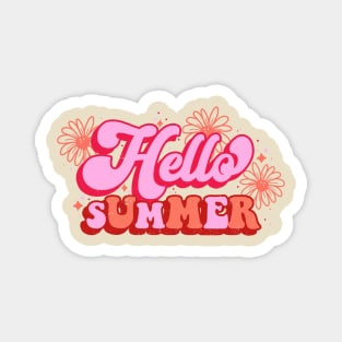 Hello Summer Groovy Outfit Retro Vintage watermelon color Magnet