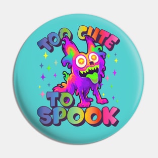 Too Cute To Spook Rainbow Wolf Ghost Funny Joke Pin