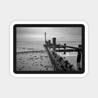 Wooden sea defences at low tide Magnet