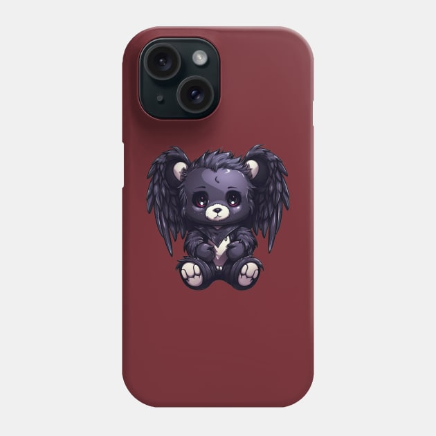 Gothic Guardian: The Dark Angel Teddy Bear Phone Case by MerlinArt