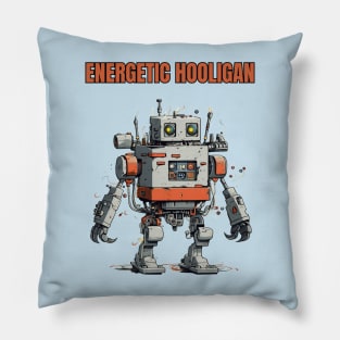 Futuristic Funny Robots Energetic Hooligan Pillow