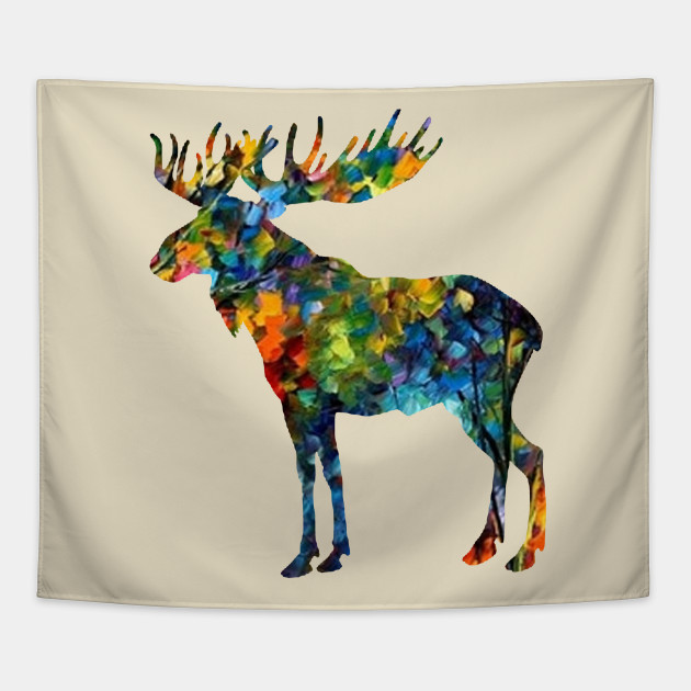Colorful Canadian Moose Tshirt Abstract Paint Wildlife Tee