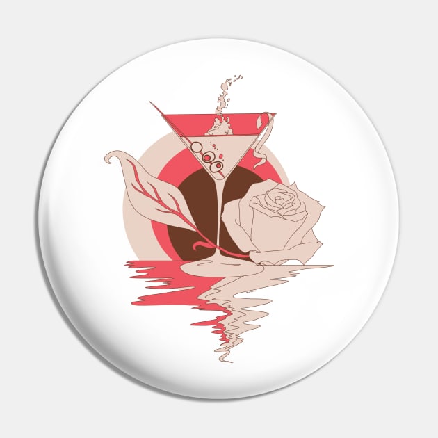 Pink Tan Martini and Rose Pin by kenallouis