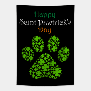 Happy Saint Pawtrick's Day Pawprint Tapestry