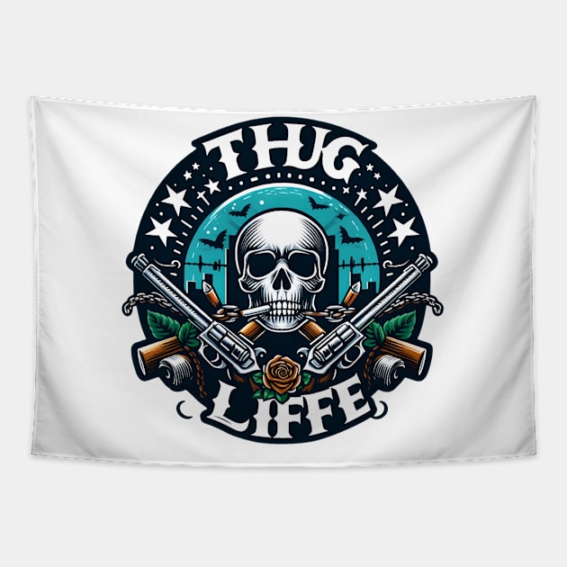 Rebel Spirit: Thug Life Emblem Tapestry by Teeeshirt