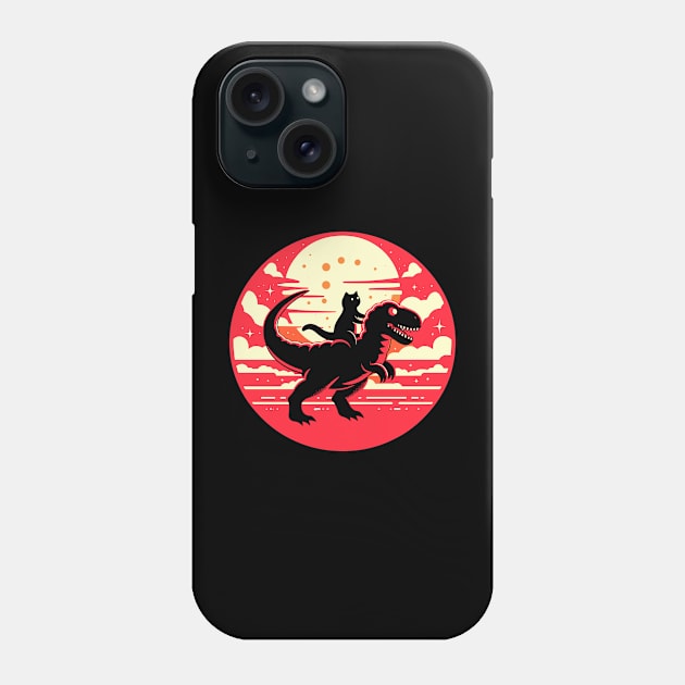 Cat Riding Dinosaur Phone Case by Catsfaves