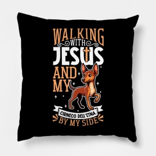 Jesus and dog - Cirneco dell'Etna Pillow