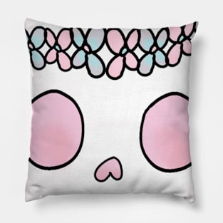 Kawaii Flower Crown Skull Pillow