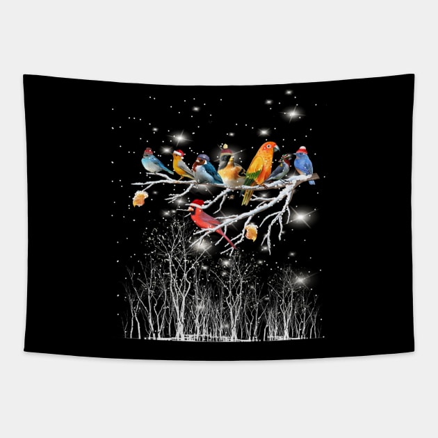 Lovely Birds Christmas Day Costume Gift Tapestry by Pretr=ty