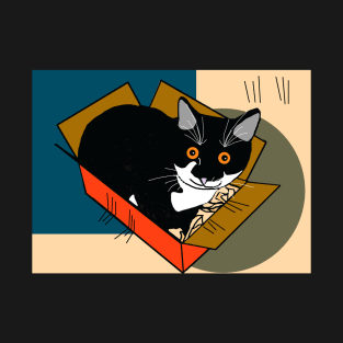 Cute Tuxedo Cat Kitty in a box  Copyright TeAnne T-Shirt