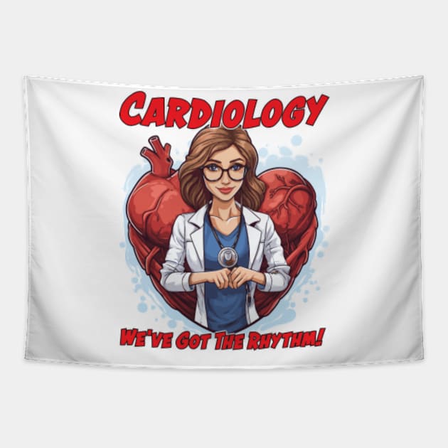 Cardiologist Caricature Gift for Medical Doctor - We've Got The Rhythm! Tapestry by VEKULI