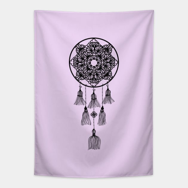 Black dreamcatcher over blue Tapestry by marufemia