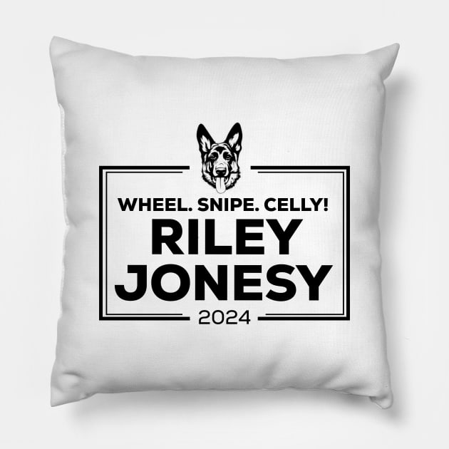 Riley Jonesy 2024 wheel snipe celly - black Pillow by PincGeneral