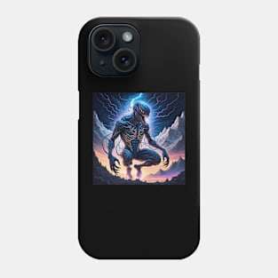 Virning alien in ligtning aura Phone Case