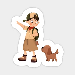 The Boy and His Faithful Canine Companion Magnet