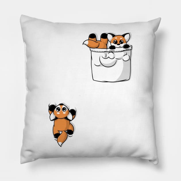 Cute Pocket Foxes Pillow by Beka