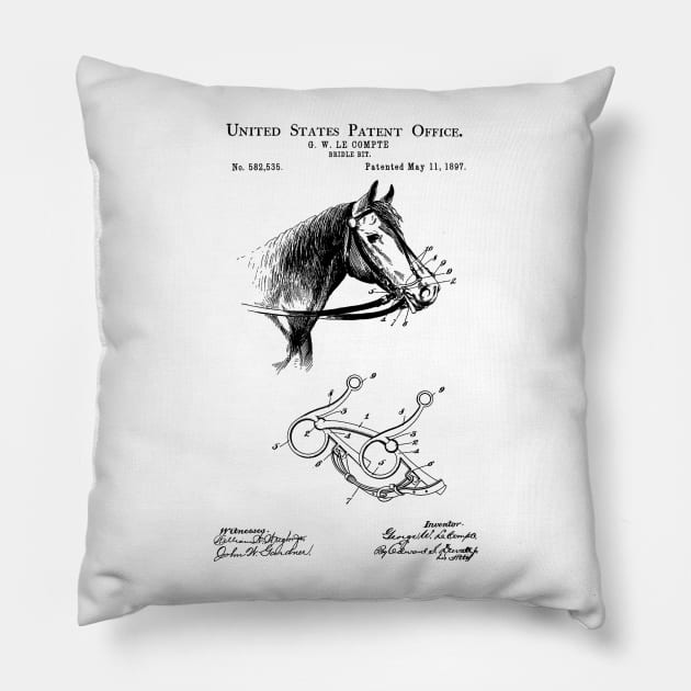 Horse Bridle Patent Black Pillow by Luve