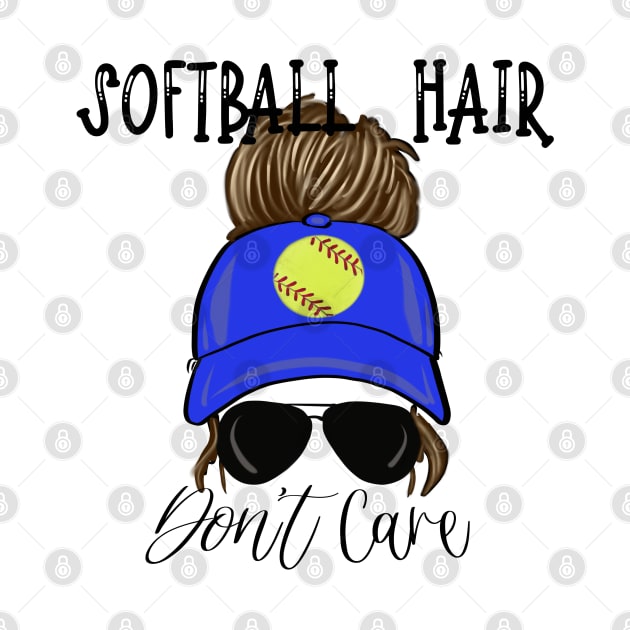 Softball Hair Don’t Care Girl Messy Bun in Cap by Sheila’s Studio