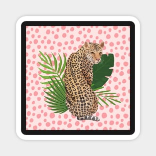 Wild Bueatiful Pink Leafy Cheetah Magnet