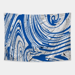 Dark Blue and Black Fluid Art Abstract Digital Painting, made by EndlessEmporium Tapestry