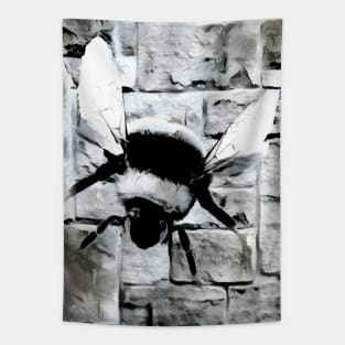 Bee Black and White Spray Paint Wall Tapestry