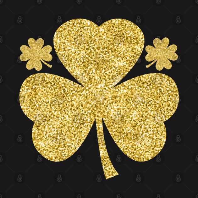 Gold Glitter Irish Lucky Clover Shamrock St Patricks Day by Illustradise