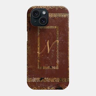 Classic Old Leather Book Cover Monogrammed Letter N Phone Case