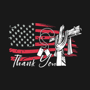 Thank You Vetearan America Flag Gift T-Shirt