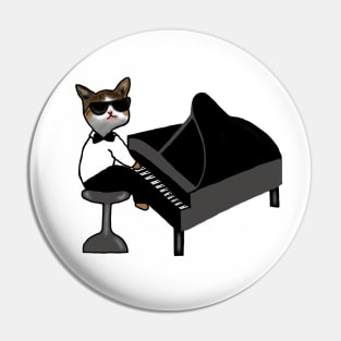 Funny Cat Playing Piano Gift Pin