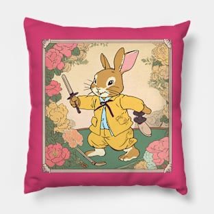 Cute Bunny Playing Combat Sports Kendo and Fencing Rabbit Lover Since Young Pillow