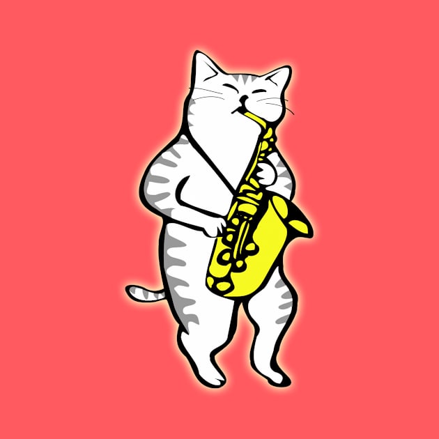 Cat Playing Saxophone by DonnaPeaches