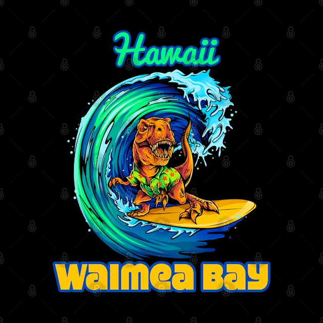 Waimea Bay Hawaii dinosaur surfing by LiquidLine