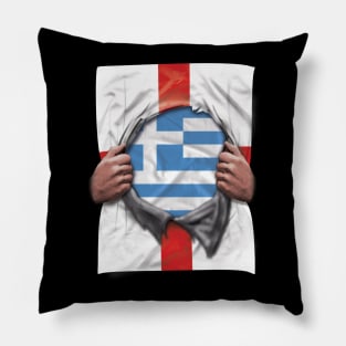 Greece Flag English Flag Ripped - Gift for Greek From Greece Pillow