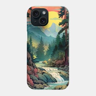 Mountains Trees River Waterfall Woodsy Nature Scene Outdoors Phone Case